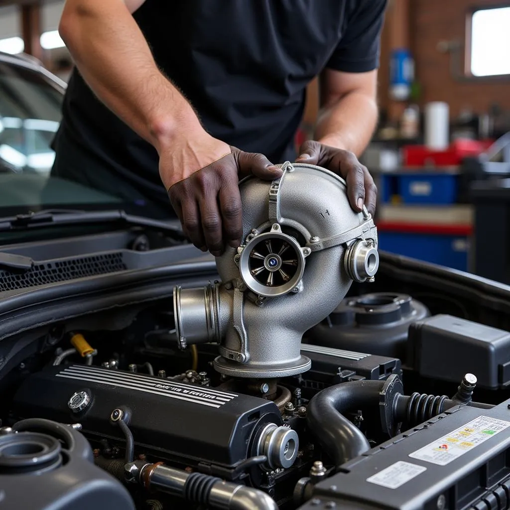 Mechanic Replacing BMW N54 Turbocharger