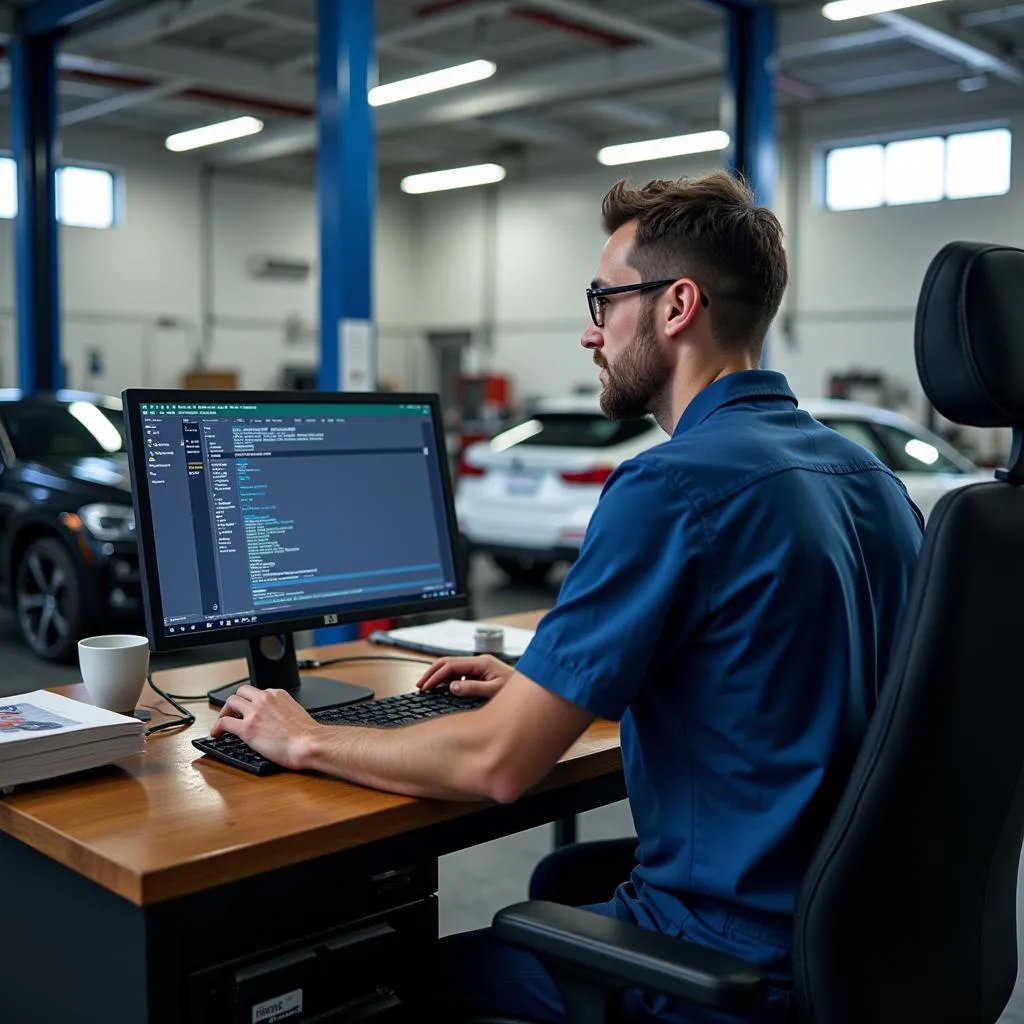 BMW Technician Performing Diagnostics