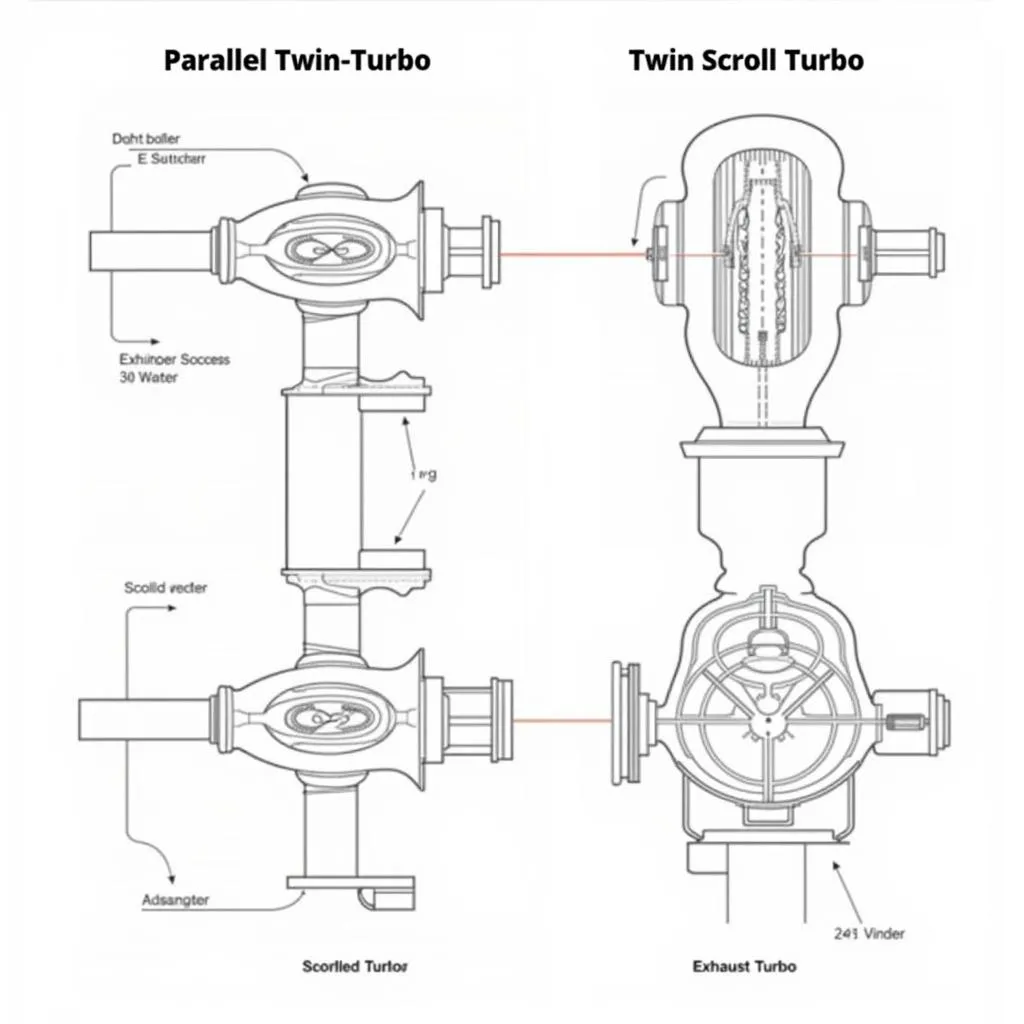 Diagram of Parallel and Twin-Scroll Turbo Systems