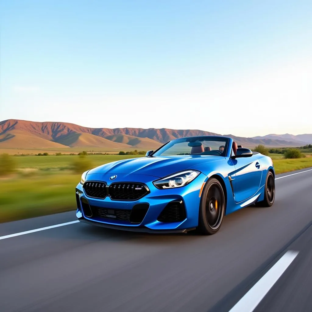 BMW Z4 in Blue on Open Road