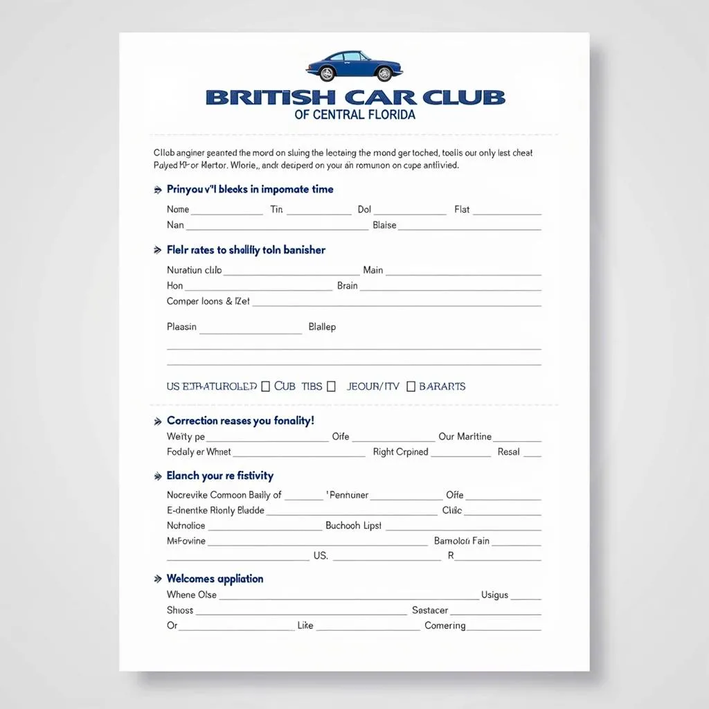 British Car Club Membership Application