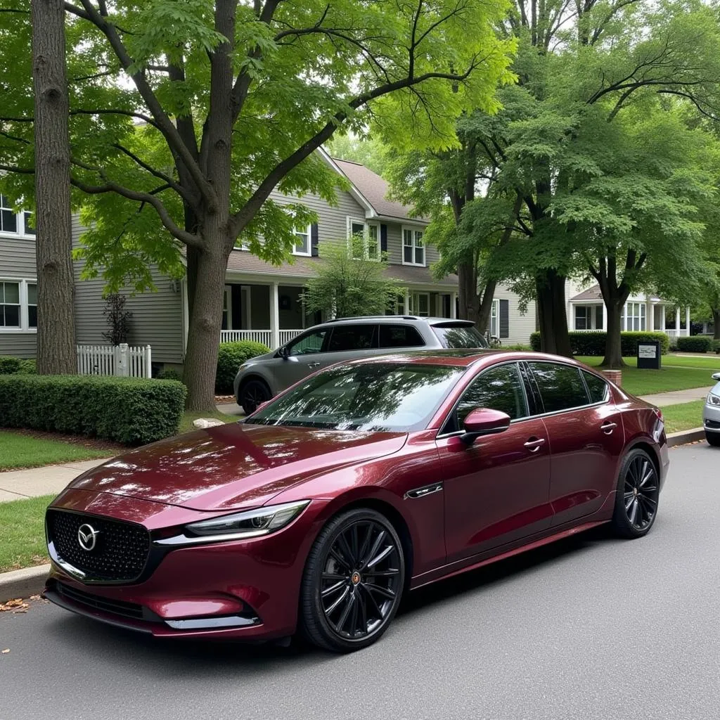 Burgundy Car Parked on Street