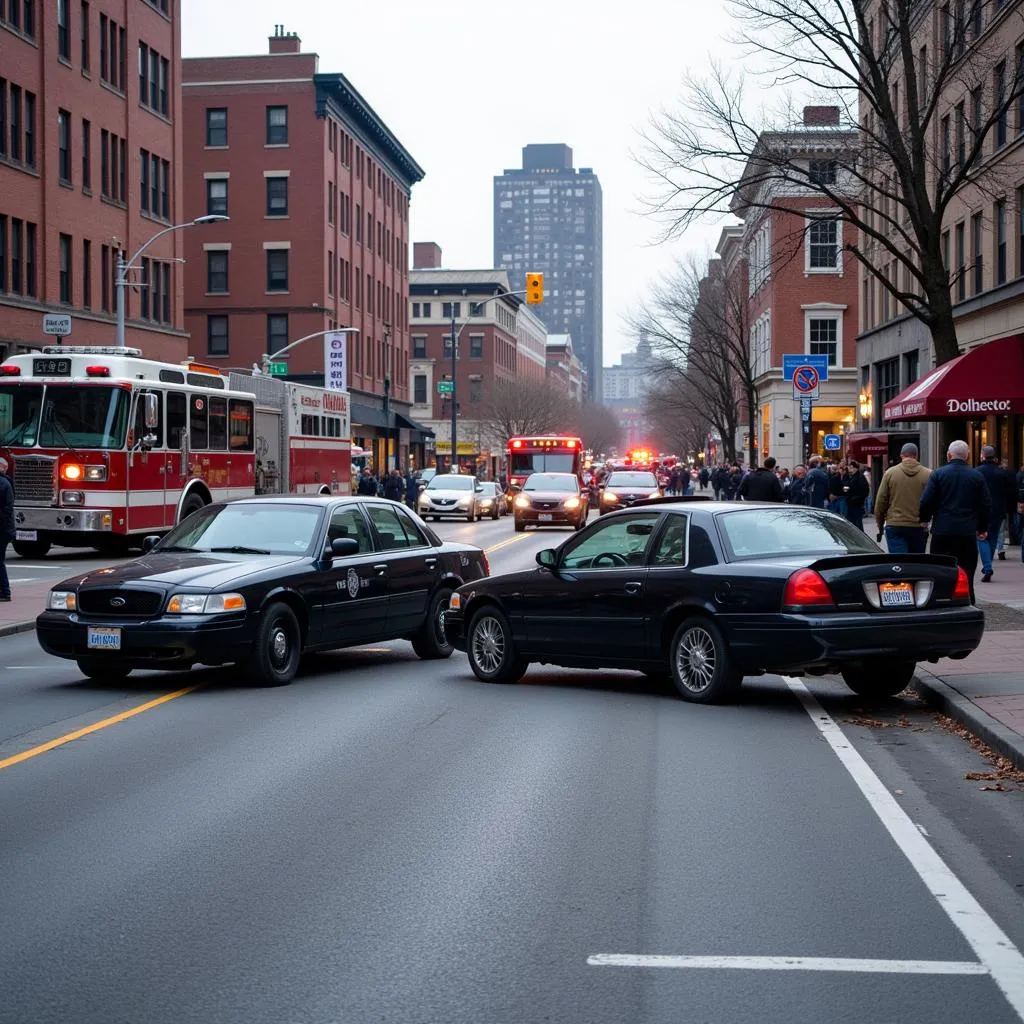 Car Accident Scene in Boston