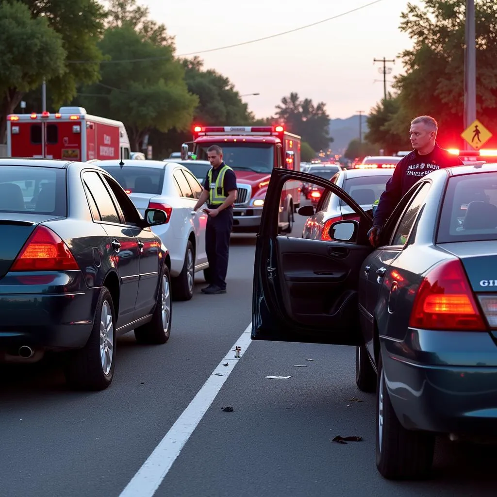 Car Accident Emergency Scene in Northridge