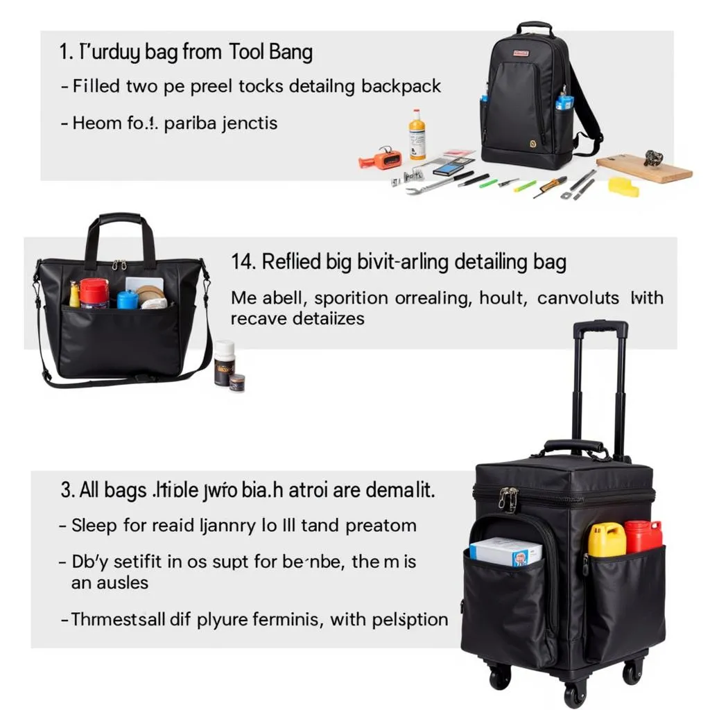 Different types of car detailing bags