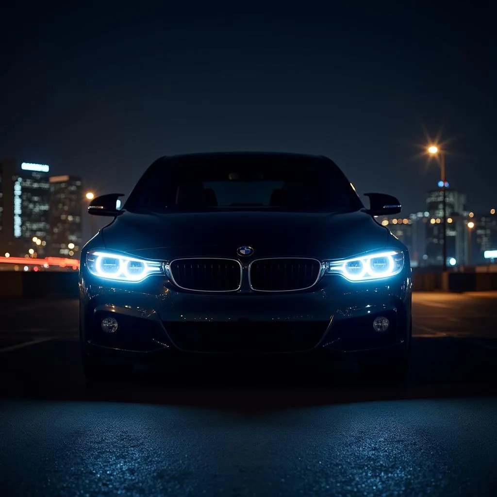 Car Emblem Lights at Night