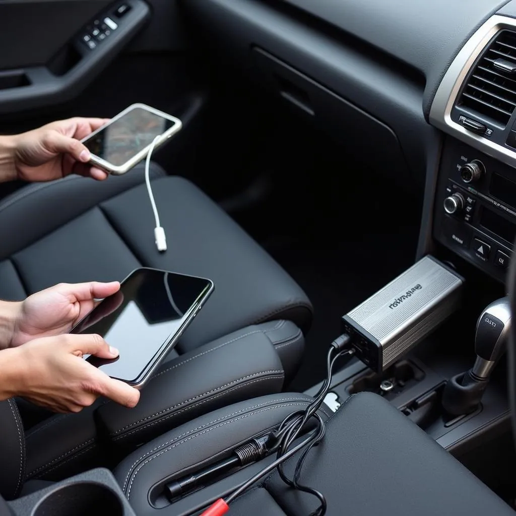 Car inverter powering various devices