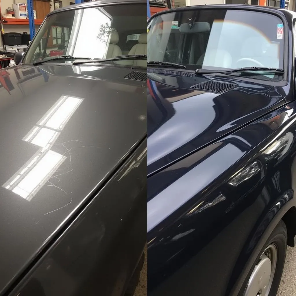 Car Paint Before and After Polishing