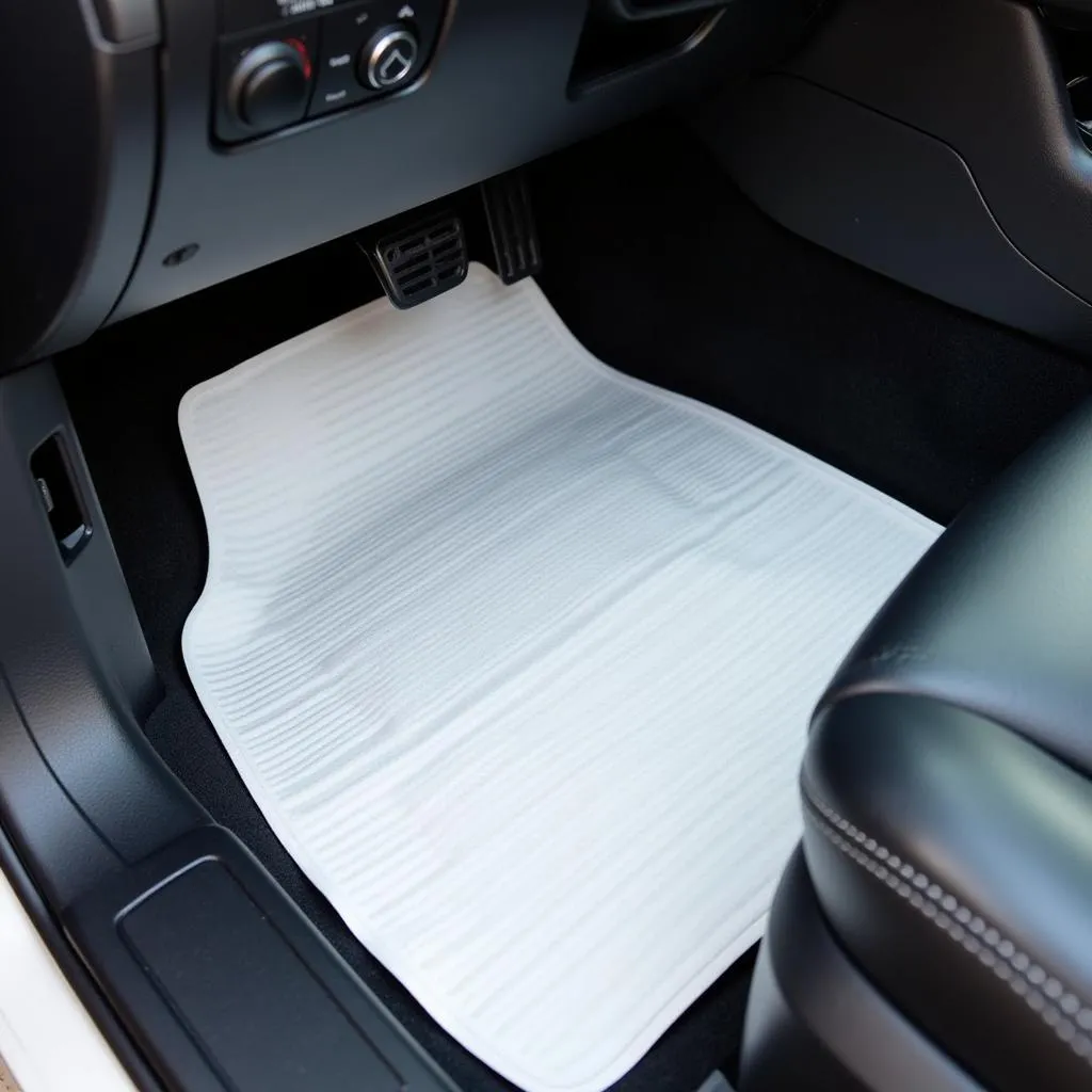 Car paper floor mats protecting car interior