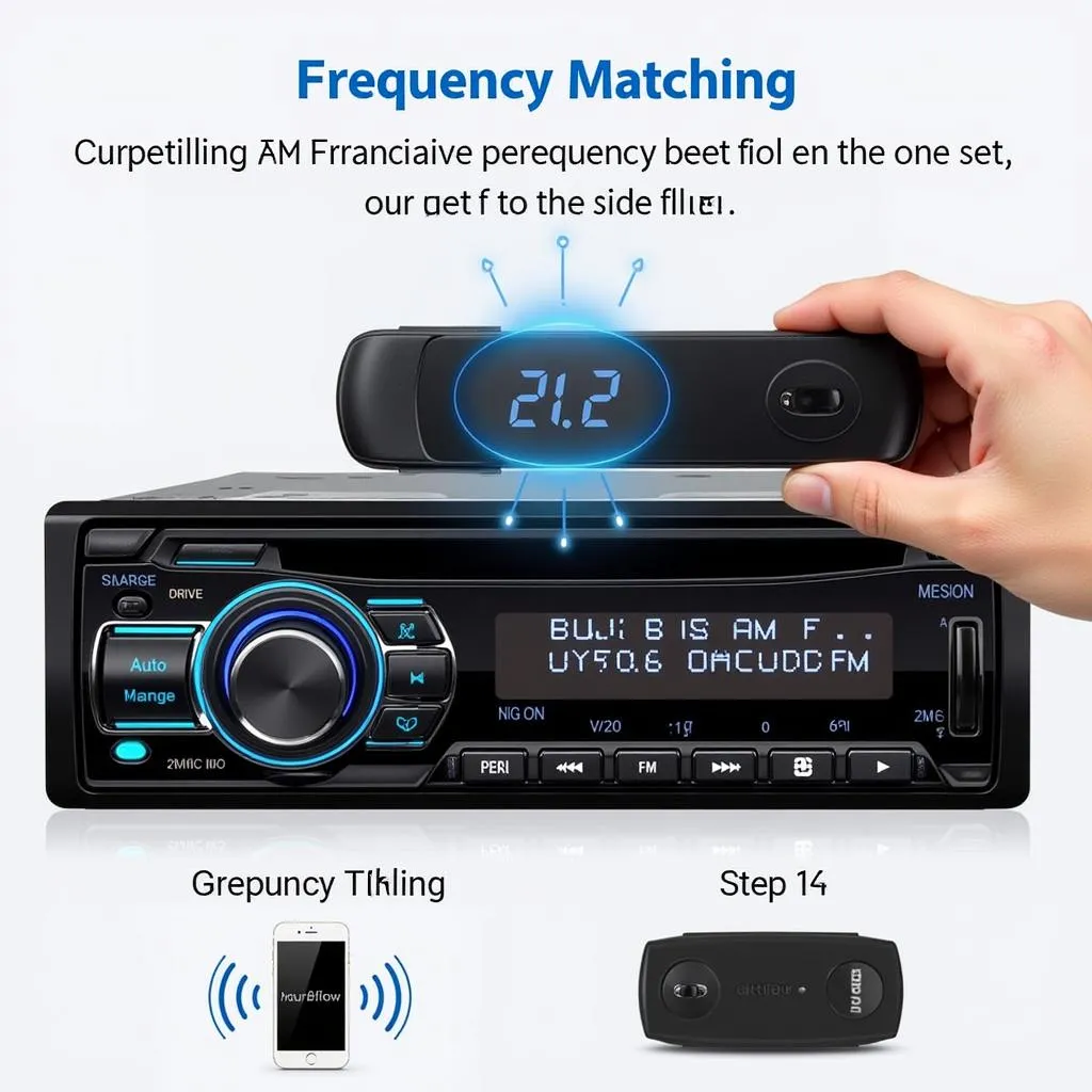 Car Radio Display Showing Matching Frequency with Transmitter