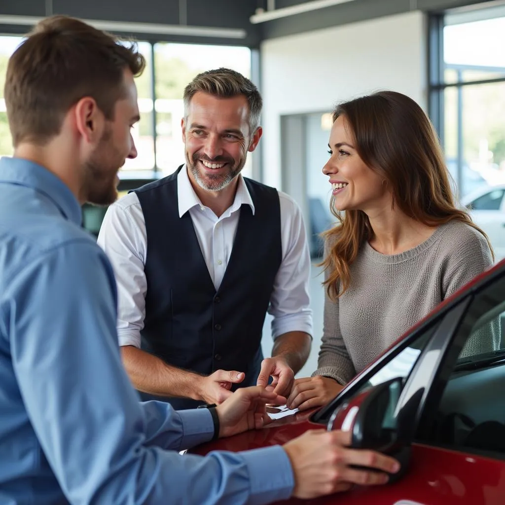 Car Salesperson Assisting a Couple