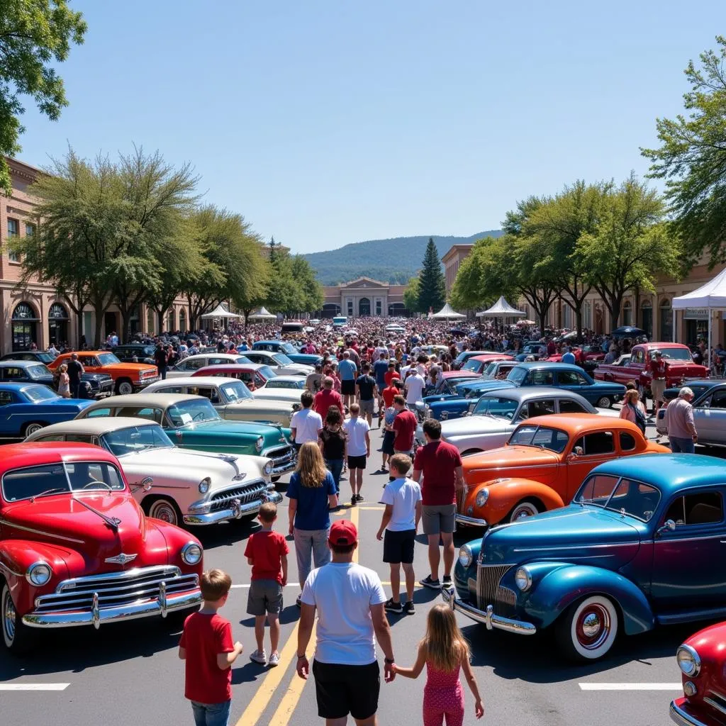 Enthusiastic Crowd at a Car Show