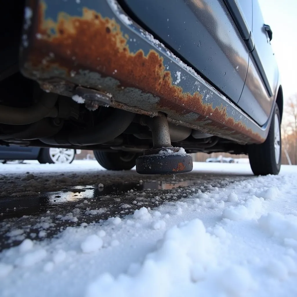 Car Undercarriage Covered in Salt