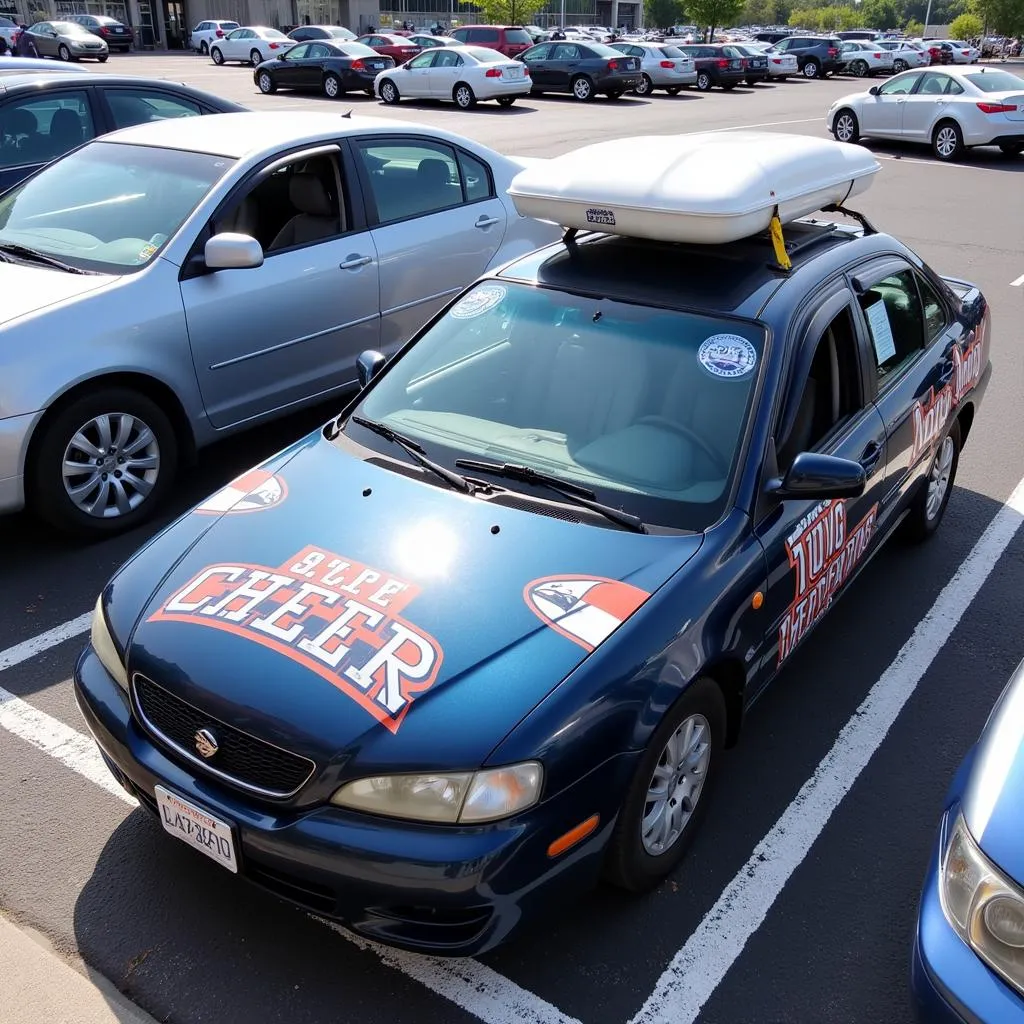 Car With Cheer Decals at Game