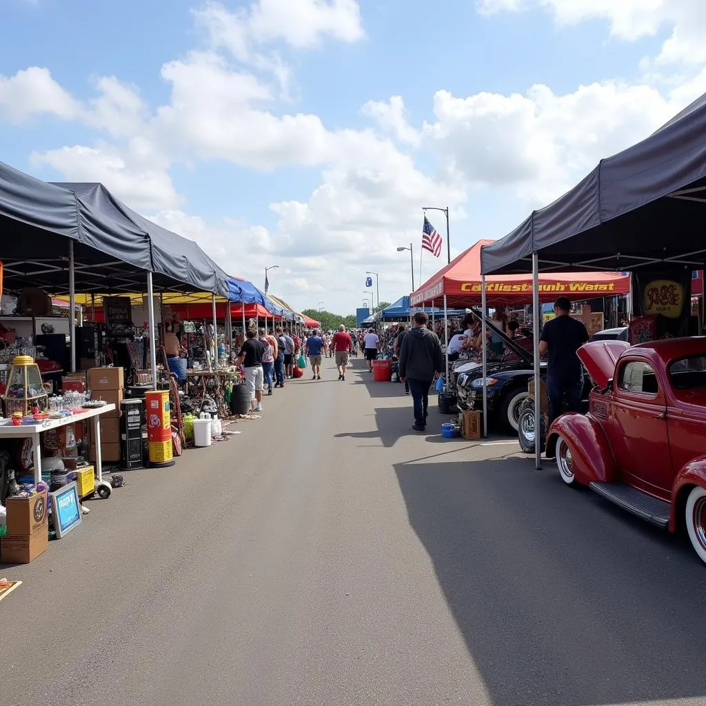 Vendors selling car parts at Carlisle