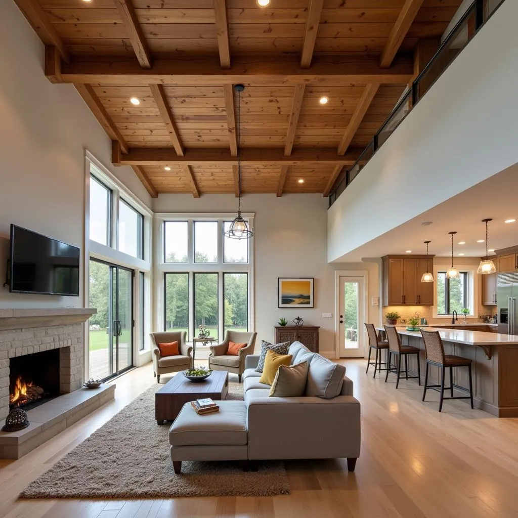 Modern Carriage House Interior with Open Living Space