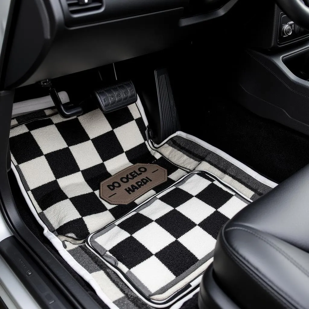 Checkered Floor Mats in Car Interior