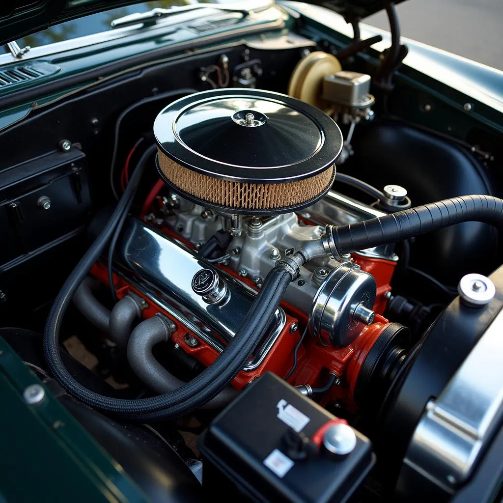 Close-Up of a Classic Car Engine