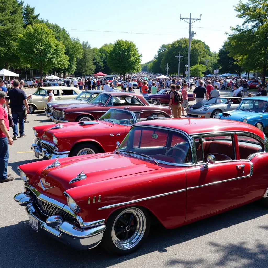 Classic Car Show with Large Crowds