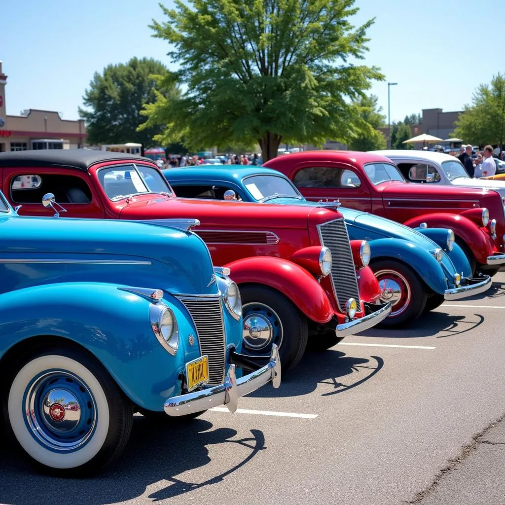 Classic Cars Lined Up at the Butler Car Show