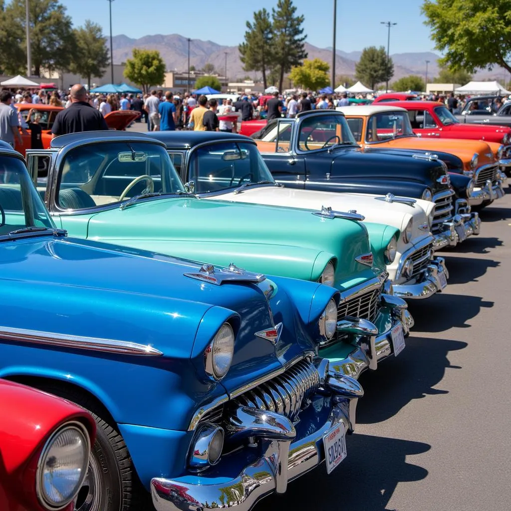 Classic Cars Lined Up at Chino Valley Car Show