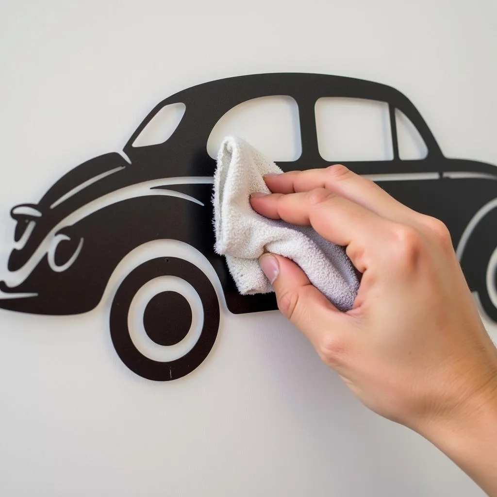 Cleaning metal car wall decor