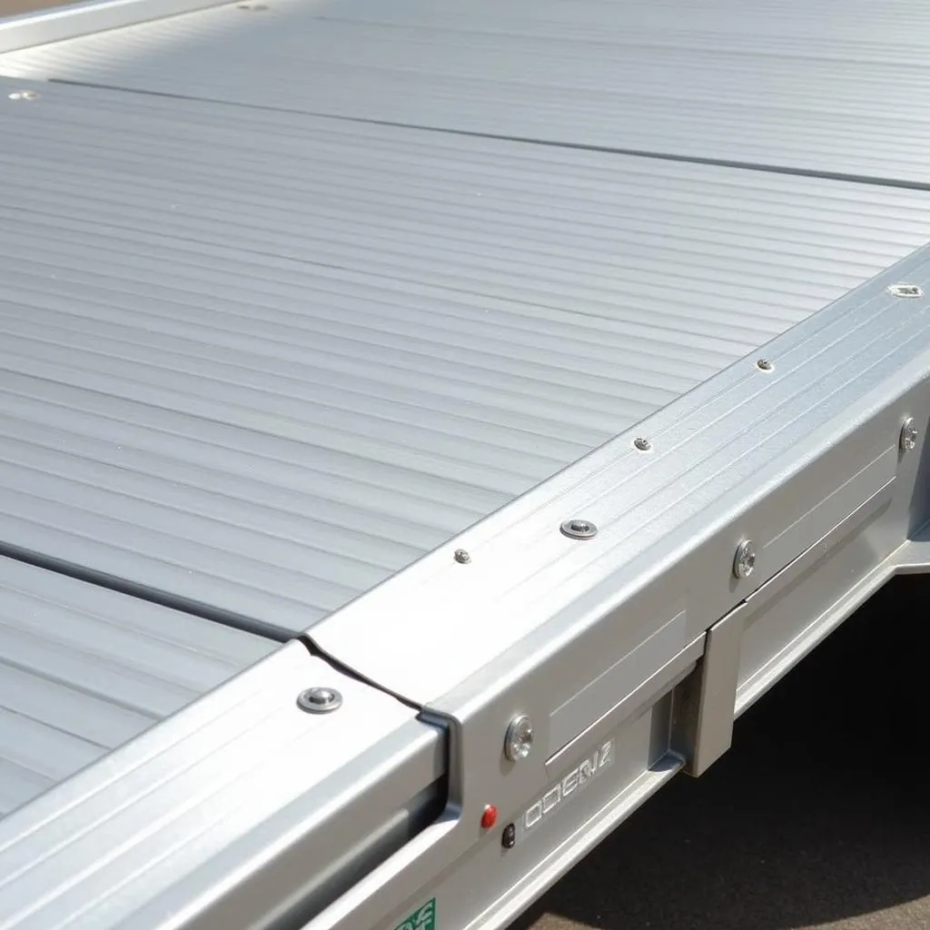 Close-Up of Aluminum Surface on Car Hauler