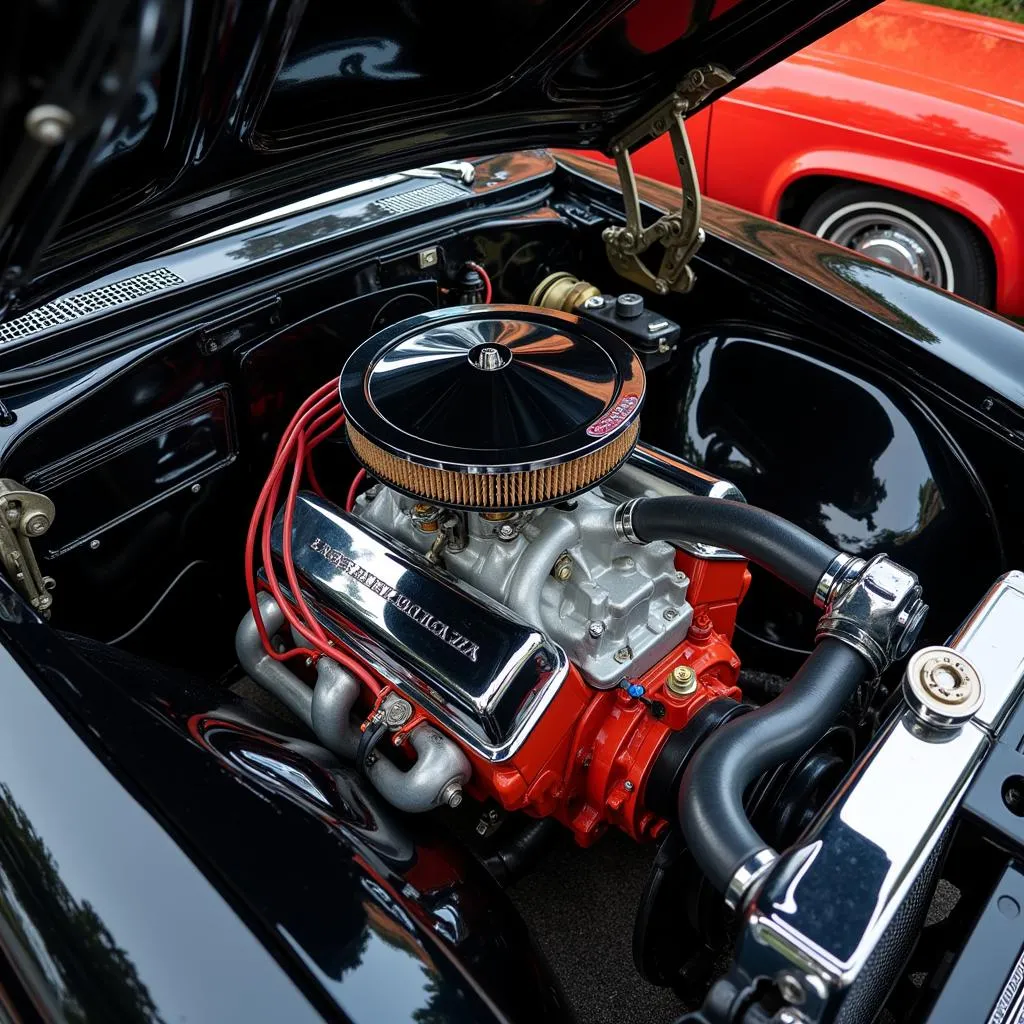 Close-Up of a Classic Car Engine at the North Jax Baptist Church Car Show