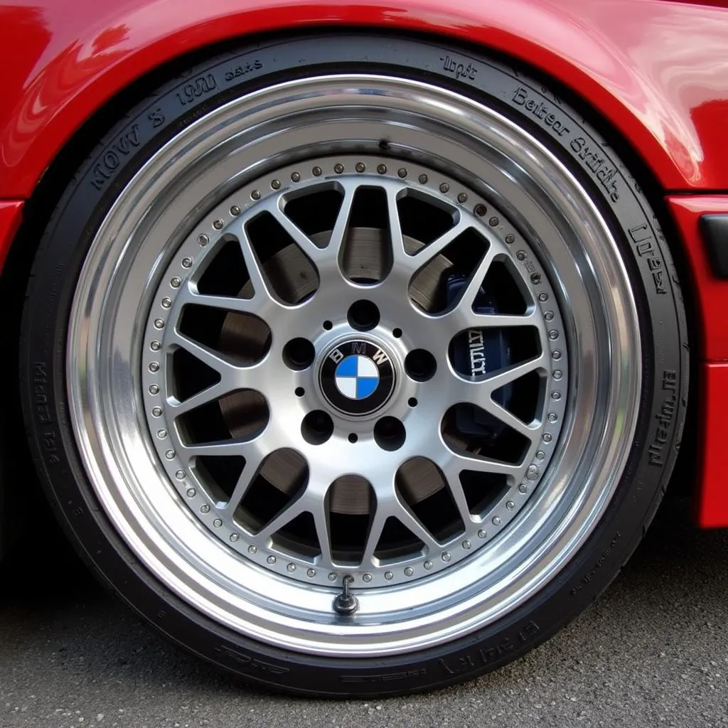 Close-up of BMW E30 wheels