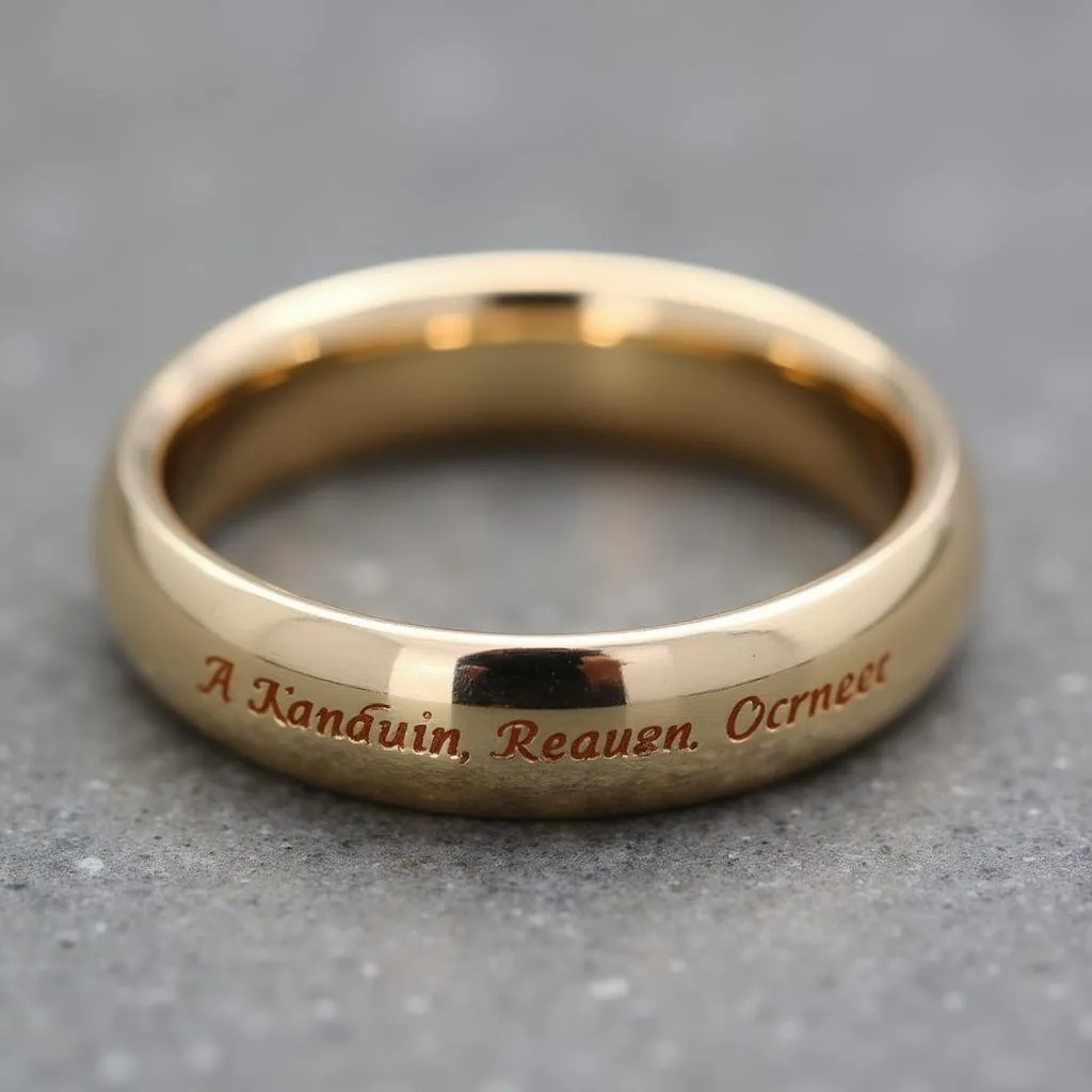 Close-Up of Engraved Car Wedding Band