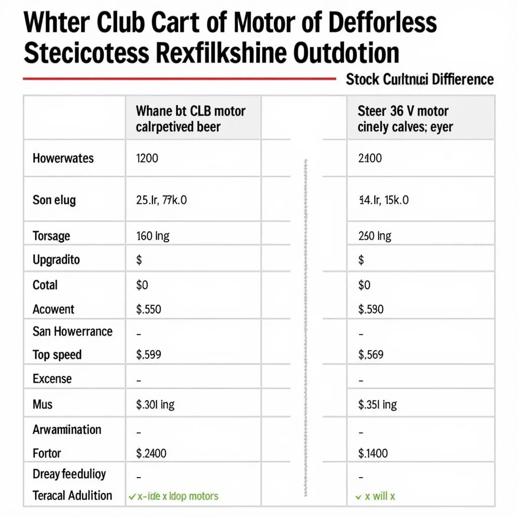 Club Car DS Motor Comparison Chart