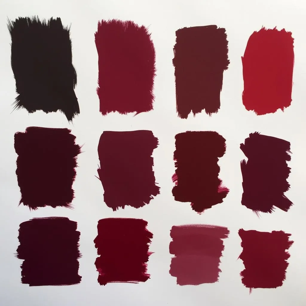 Color Swatches of Burgundy Car Paint