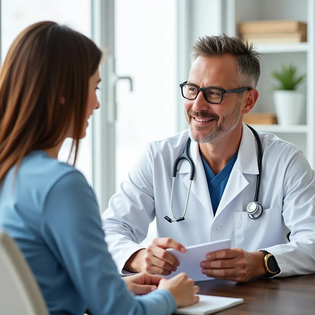 Doctor and patient discussing treatment plan at Corewell Health Care Center in Rockford