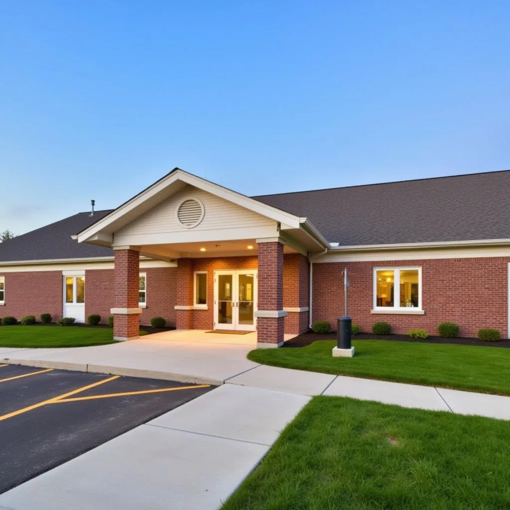 Modern medical facility exterior of Corewell Health Care Center in Rockford