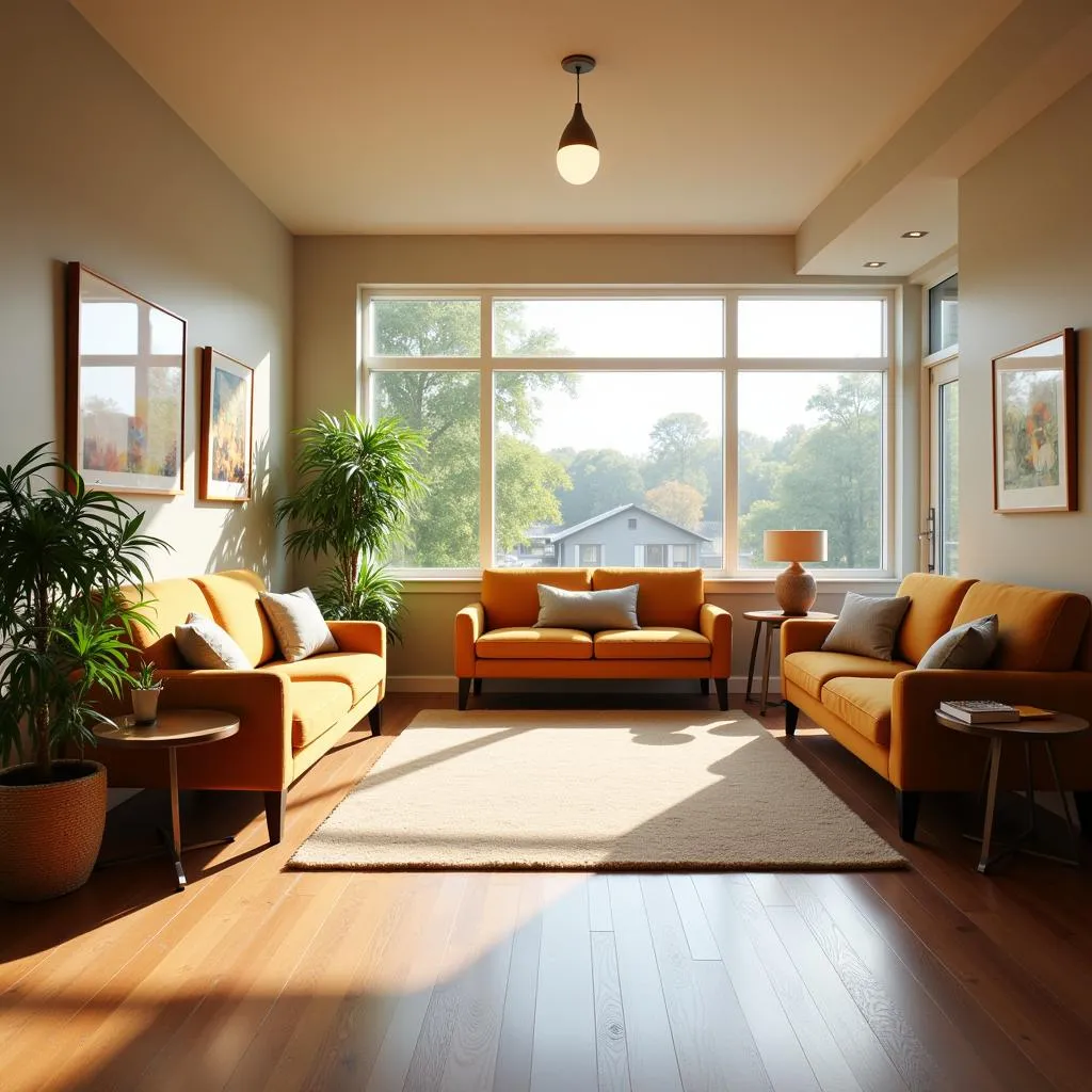 Spacious and comfortable waiting area at Corewell Health Care Center in Rockford