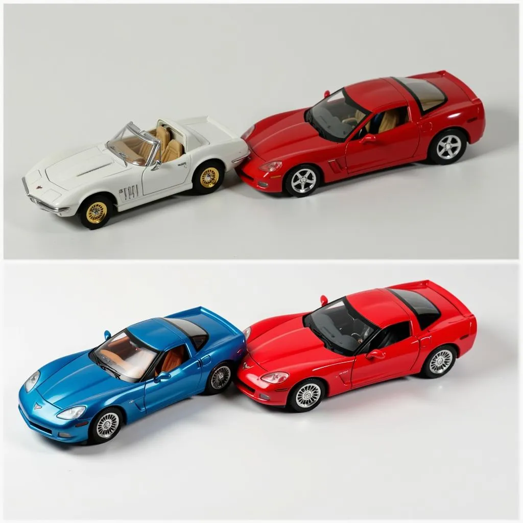 Corvette slot cars in different scales.