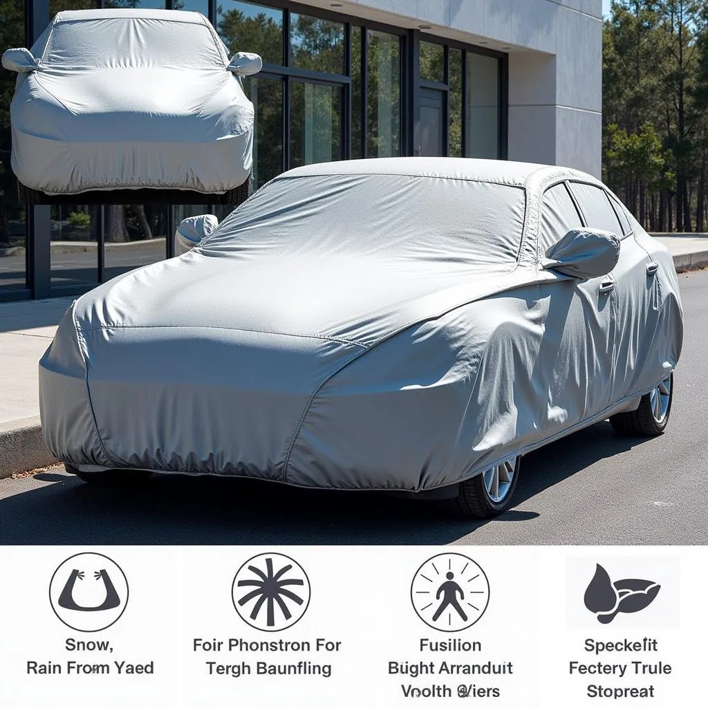 Custom car blanket protecting car from rain, snow and sunlight