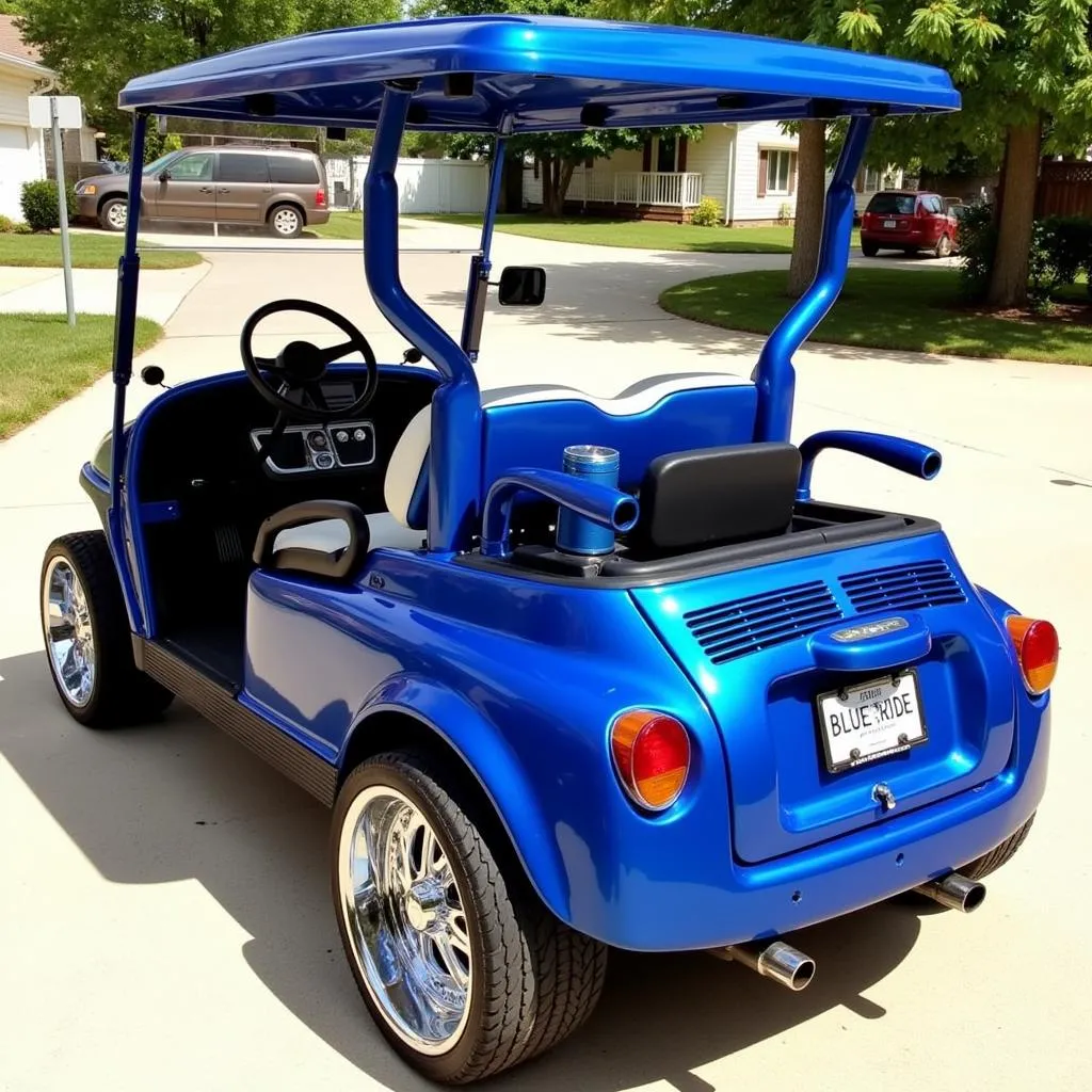 Customized Blue Golf Car with Accessories