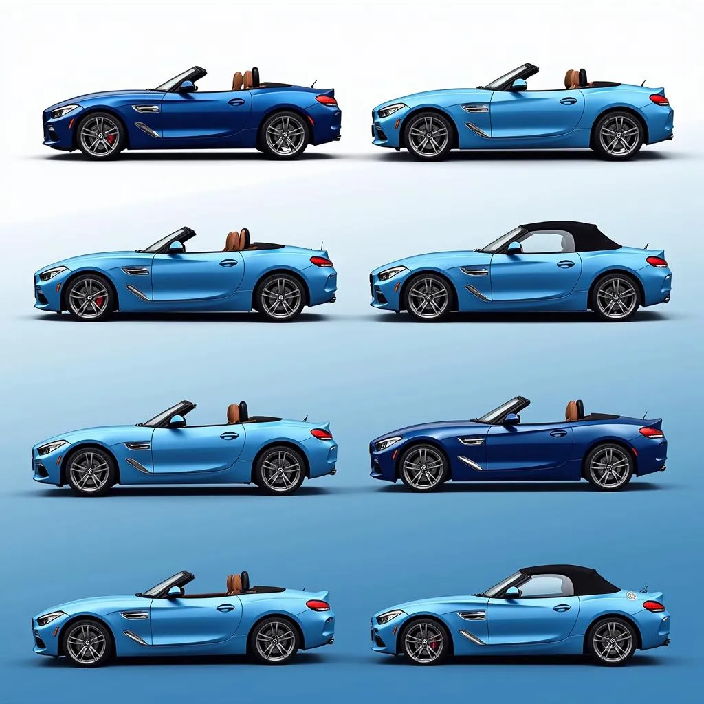 Different Shades of Blue Paint on BMW Z4 Models