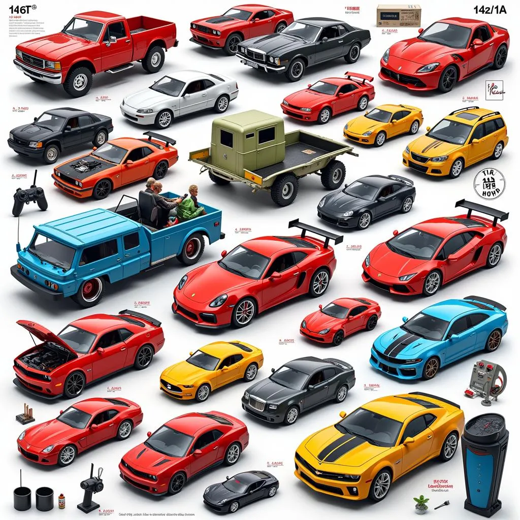 A collection of various 1/12 car models