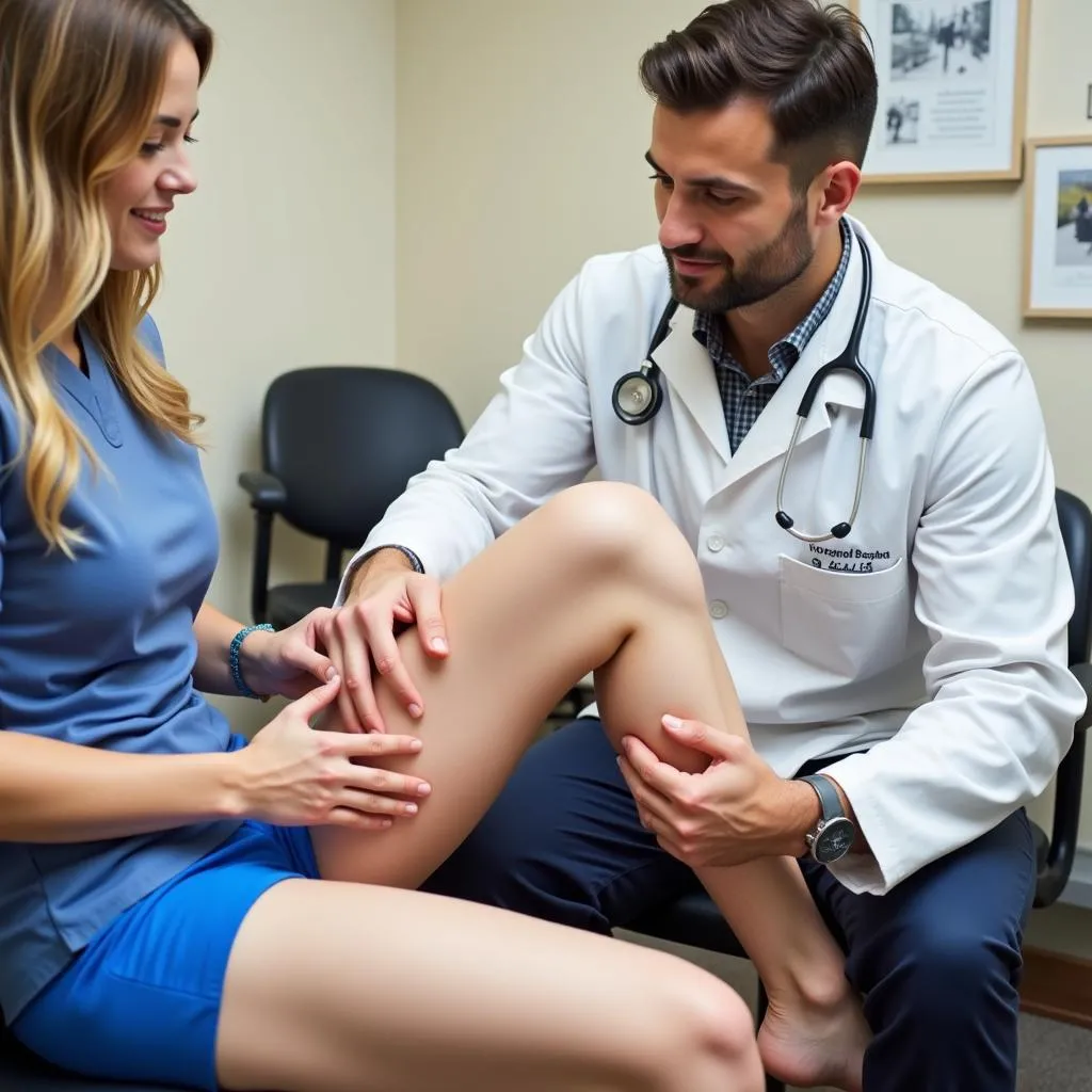 Doctor examining a patient's hip