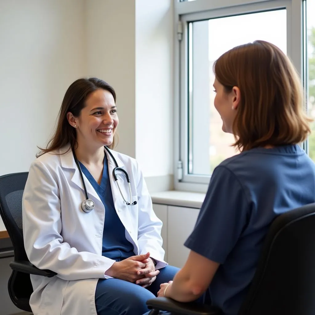 A doctor attentively listening to a patient during a consultation at an urgent care center