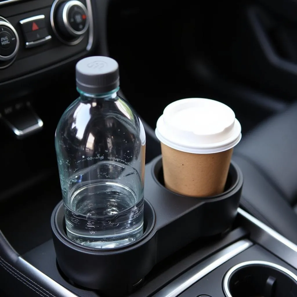 Double cup holder in car