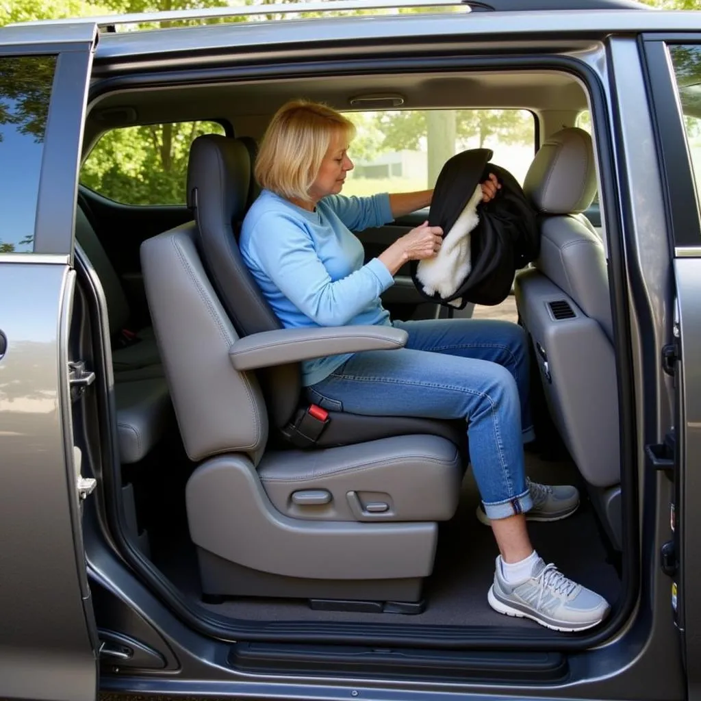 Elderly Passenger Using Rotating Car Seat