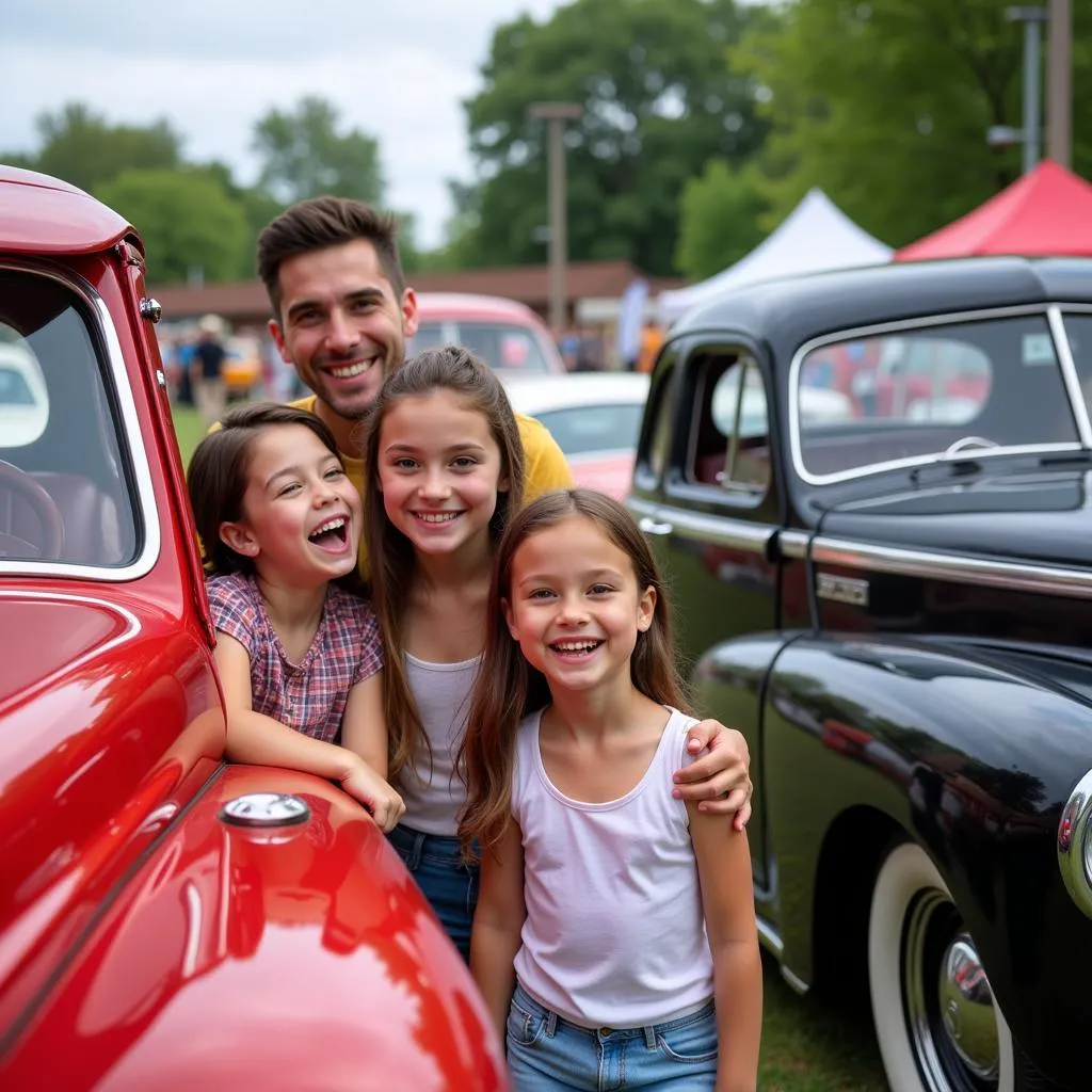 Family Enjoying Car Show