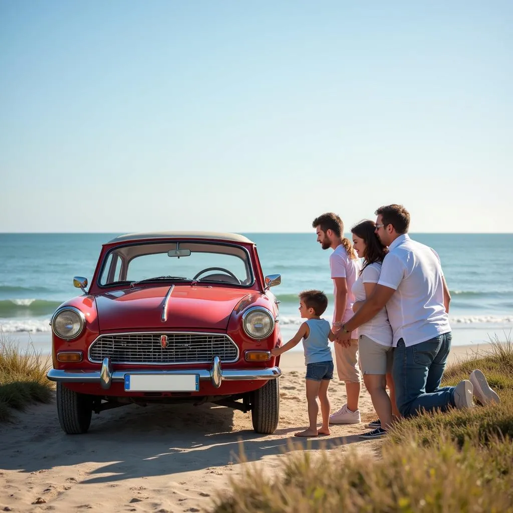 Family Enjoying Cayucos Car Show by the Beach