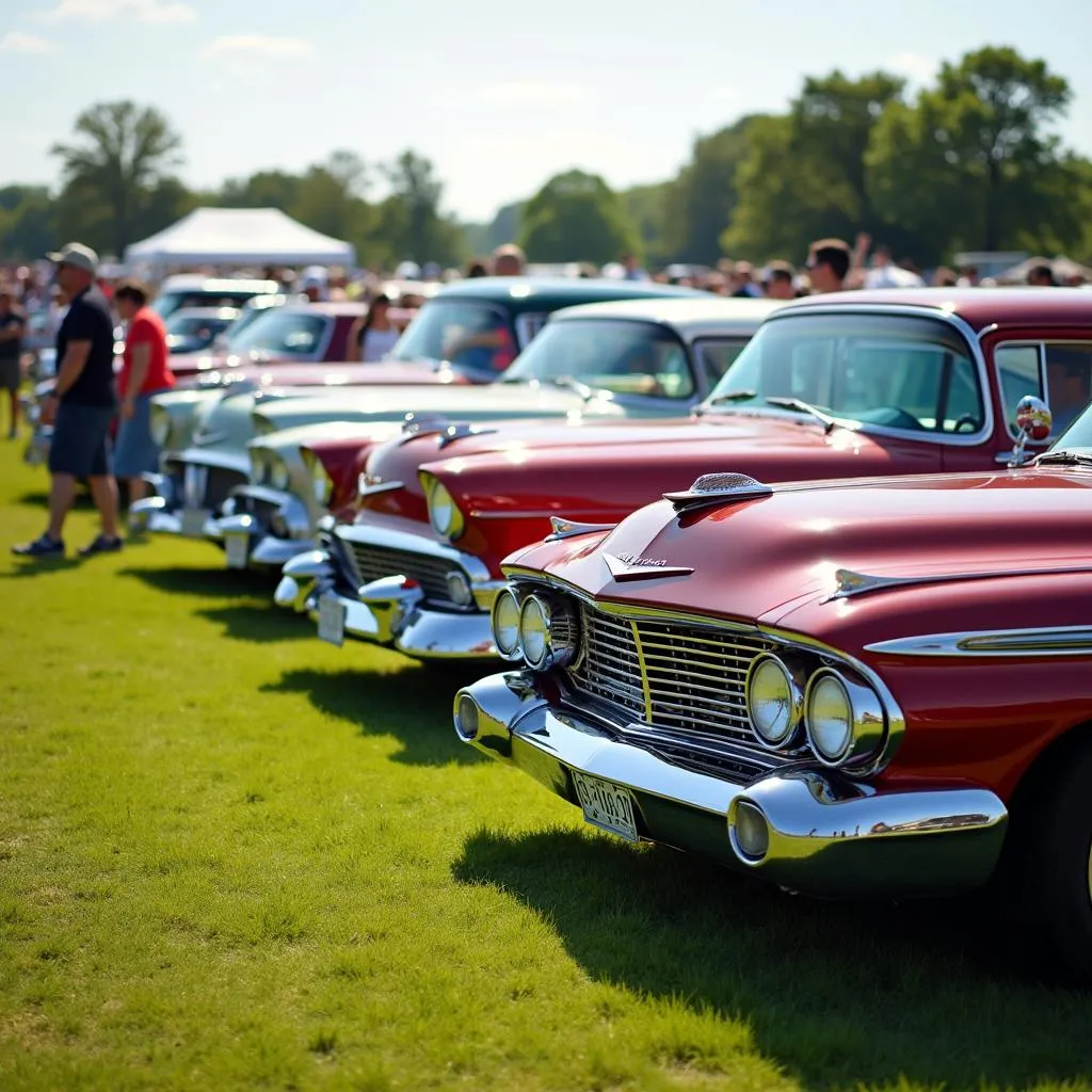 Classic cars on display at a Franklin car show