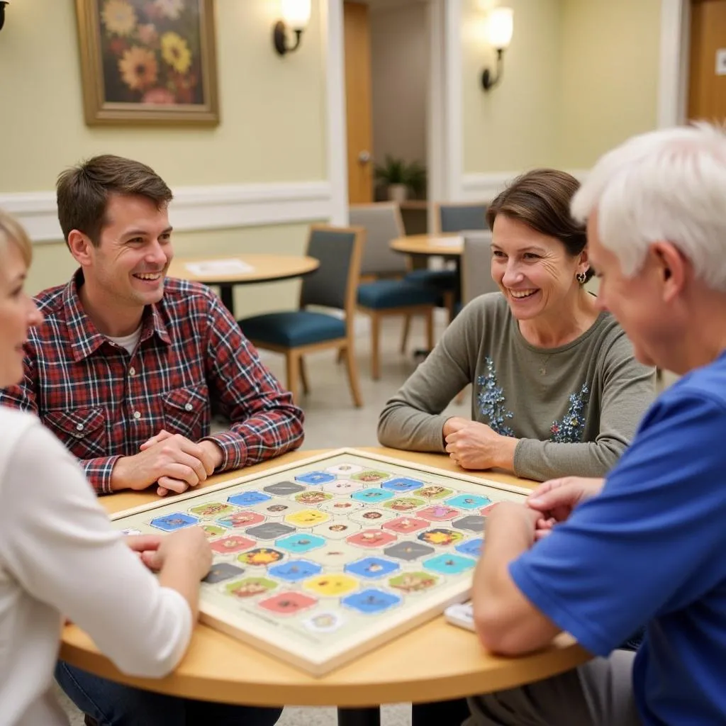 Group of seniors enjoying board games