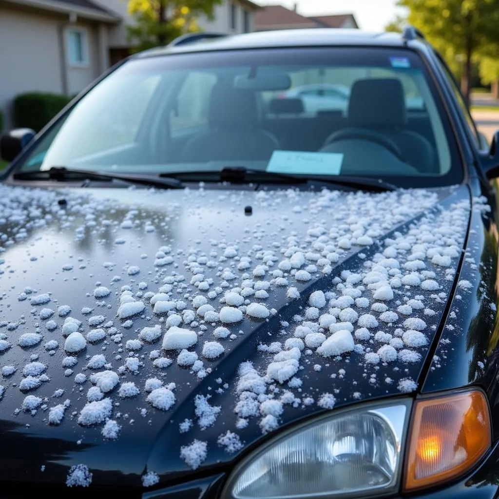 Car with Extensive Hail Damage