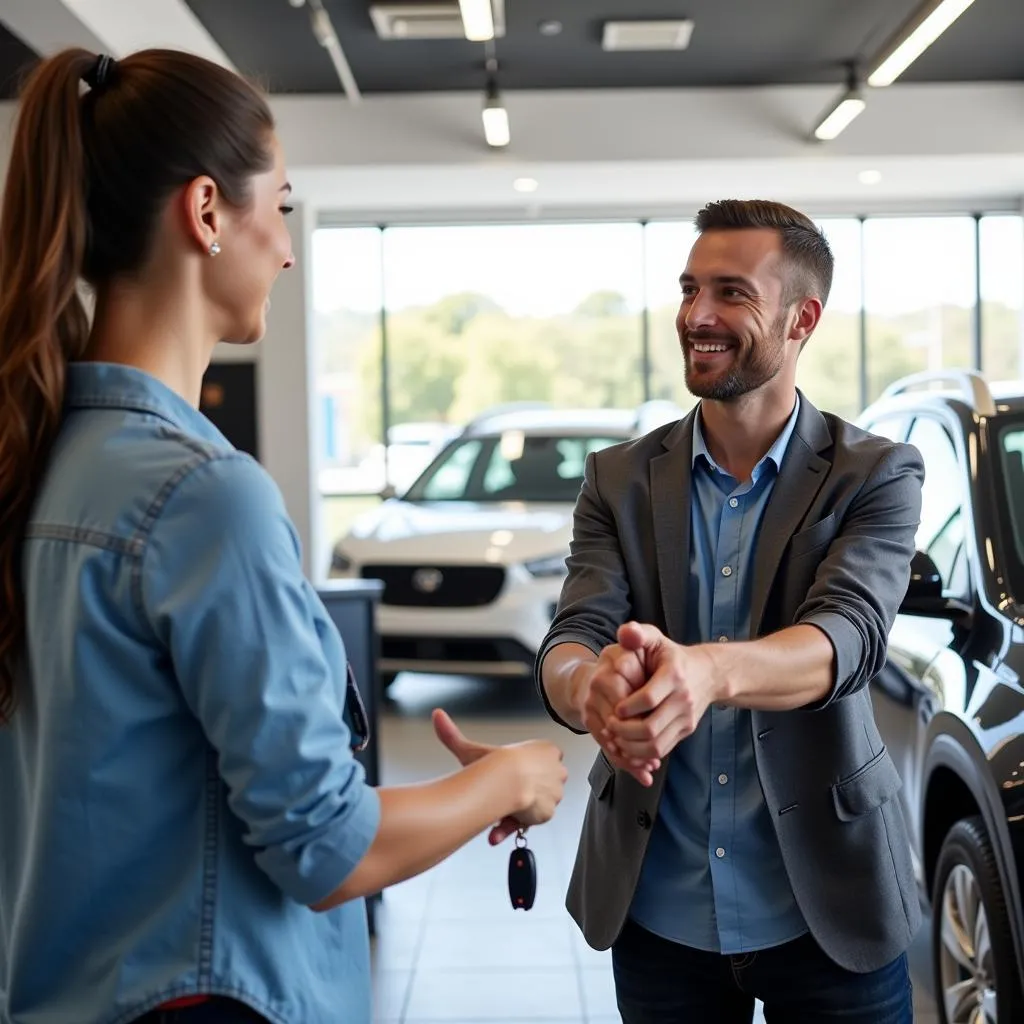 Customer Receiving Car Keys at Hattiesburg Dealership 